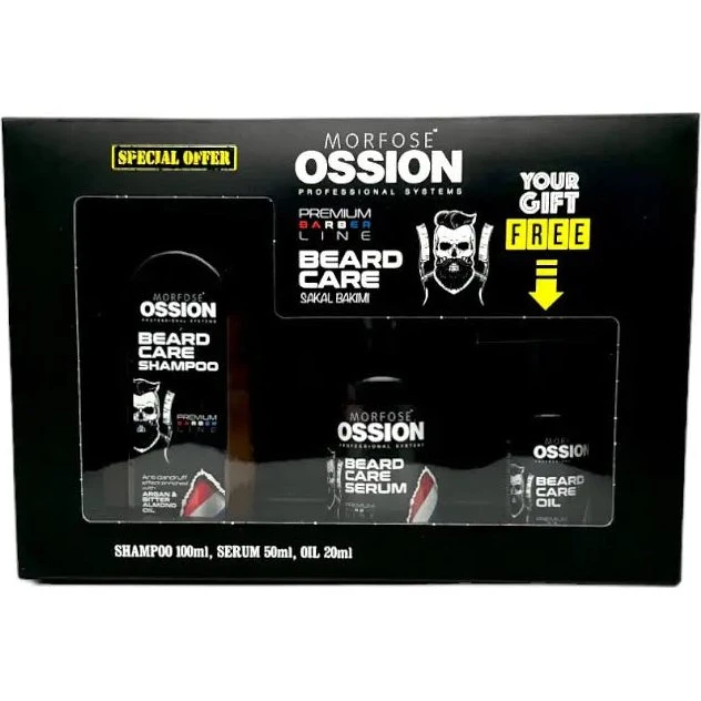 Ossion Bartpflege-Set Gelb (Shampoo + Serum + Öl)