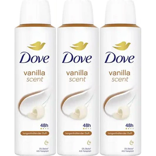 Dove Deospray Vanilla Scent 3x150ml 48h Schutz 0% Alkohol
