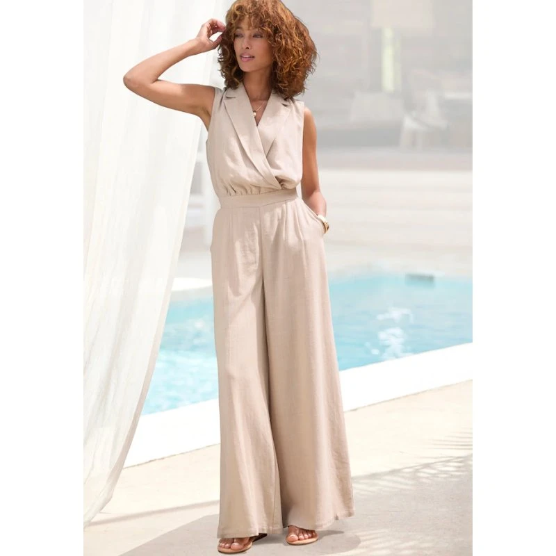 LASCANA Overall weite Beine Webware Leinen