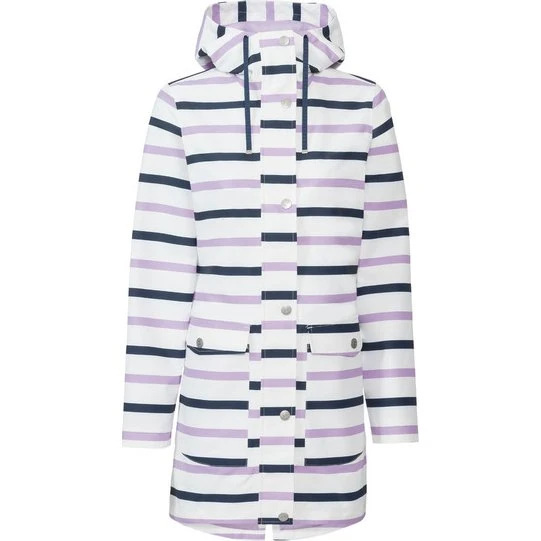 esmara® Damen Trenchcoat mit Kapuze, Streifen, lila/navy, Größe 34