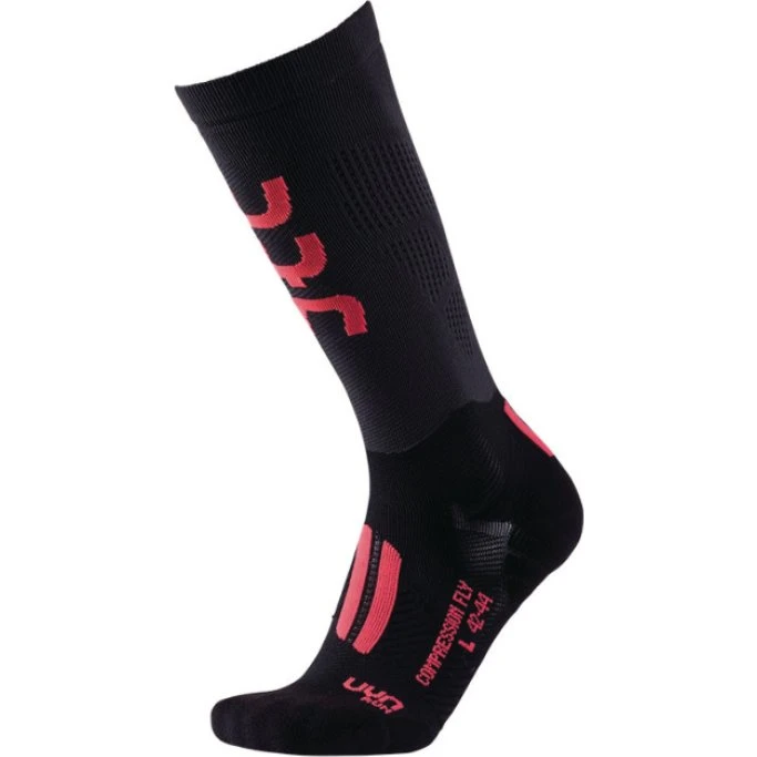 Uyn Run Compression Fly Damen Laufsocken dunkelgrau schwarz coral