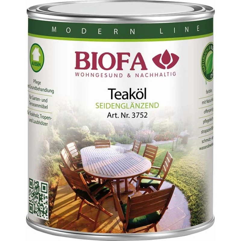 BIOFA Teaköl 3752 für Gartenmöbel