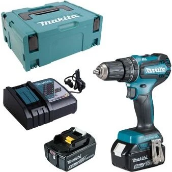 Makita DHP485RTJ Akku-Schlagbohrschrauber 18V, 2x 5,0 Ah + Ladegerät im Makpac