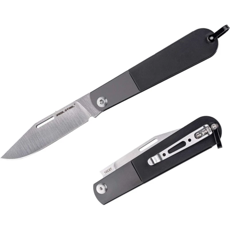 Real Steel RB-3 Clip Point 12C27 Schwarz