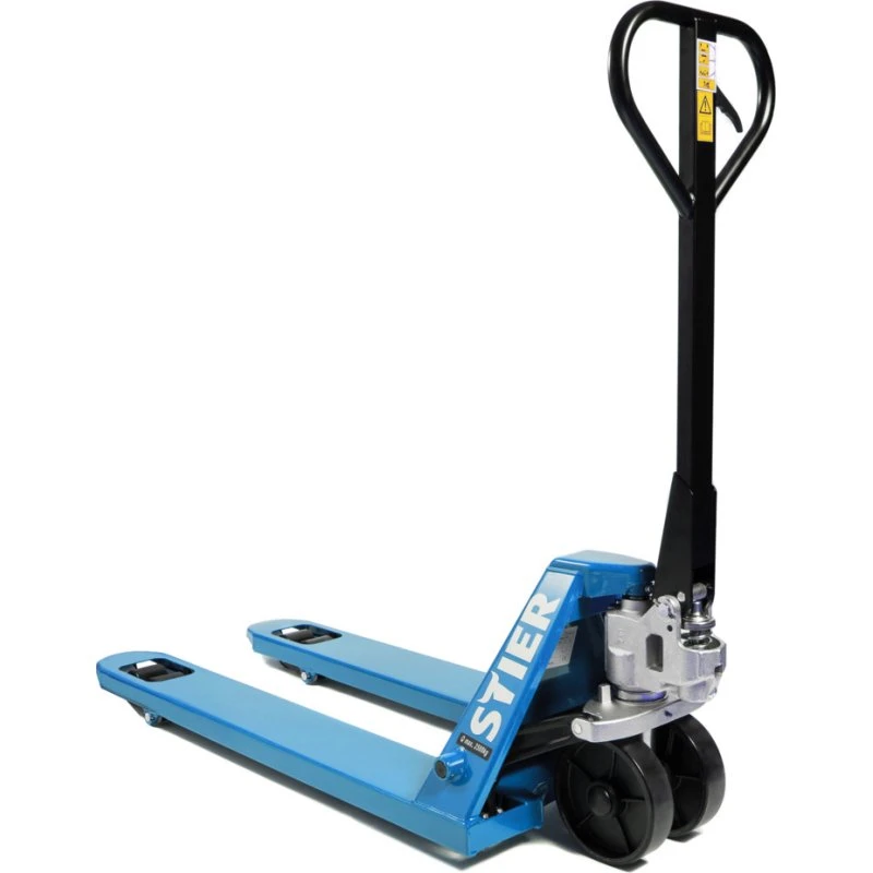 STIER Gabelhubwagen 2500 kg, 1150 mm, Nylon-Reifen, blau