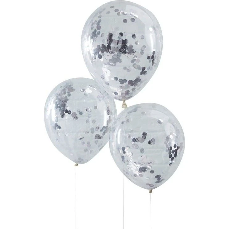 Ginger Ray Silberne Konfetti-Ballons 5x30 cm