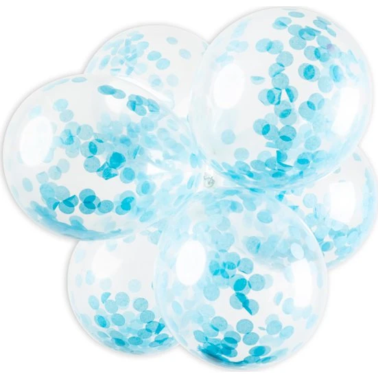 Globos Confetti-Ballons Hellblau 30 cm, 6er Pack