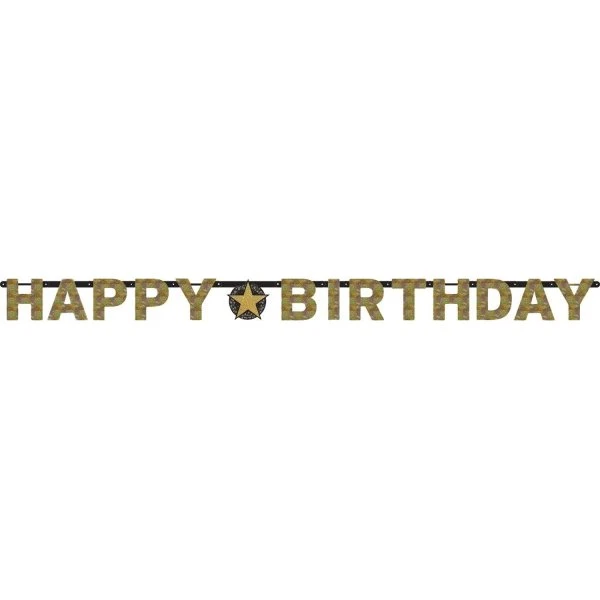 Amscan Happy Birthday Sparkling Buchstabengirlande, 2,13 m, Gold