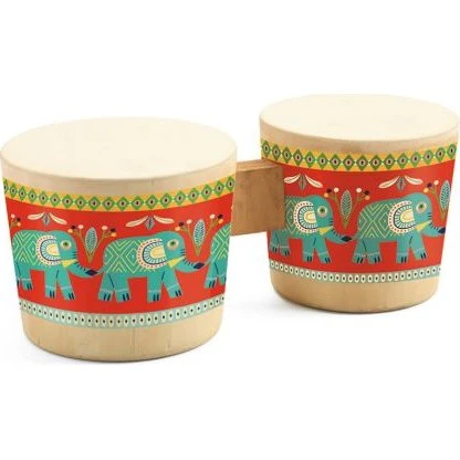 Djeco Animambo Bongo Holztrommel mit Elefantenmotiv