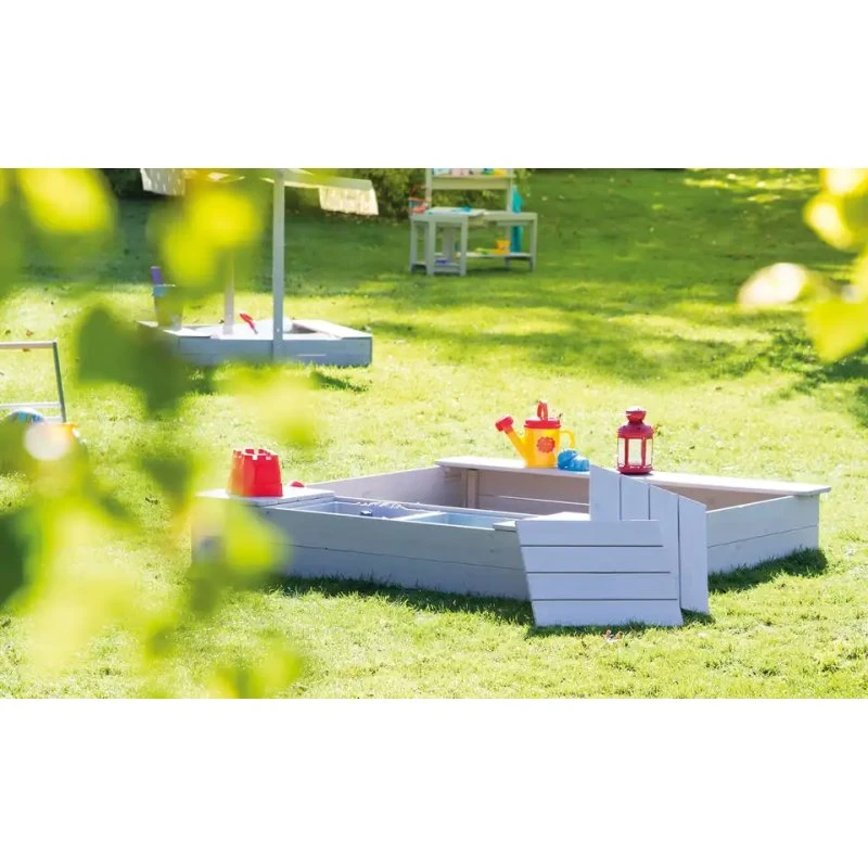 roba Sandkasten 'Outdoor+' mit 2 Spielwannen, 125 x 120 cm, grau