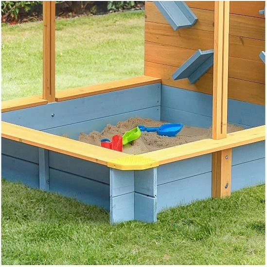HOME DELUXE SANDY Sandkasten mit Überdachung, 110x110x110 cm, Grau