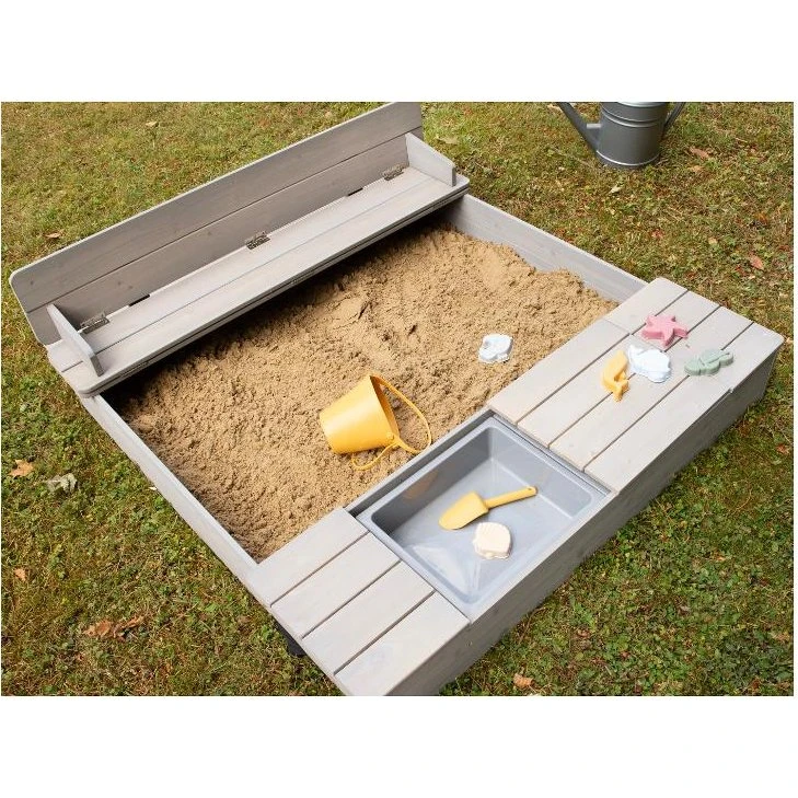 roba Sandkasten 'Outdoor+' grau lasiert mit Sitzbank & 2 Spielwannen