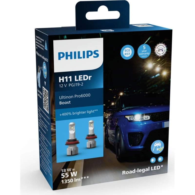 Philips Ultinon Pro6000 Boost H11 LED 18W 5800K ECE Zulassung (2 Stück)