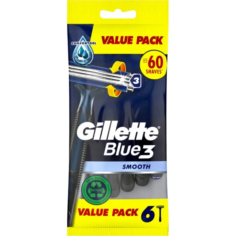 Gillette Blue 3 Smooth Rasierer, 6er Pack