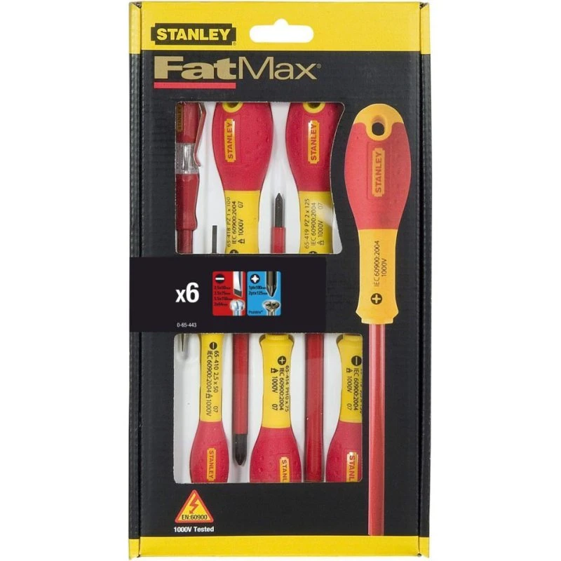 Stanley FatMax 6-tlg Schraubendreher Set Schlitz/Pozidriv VDE