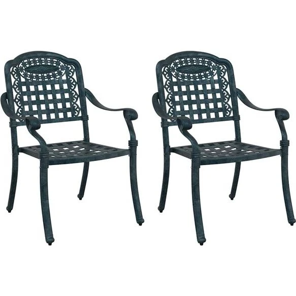 vidaXL Gartenstuhl 2er Set Grün 55 x 56,5 x 91 cm Aluminium