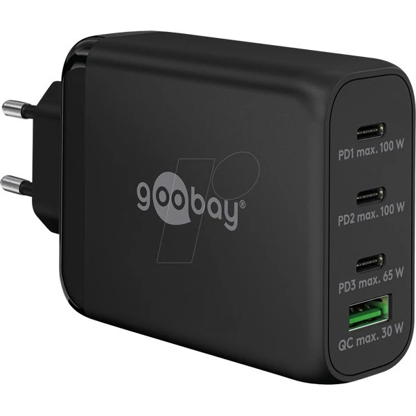 Goobay 65555 USB-C PD GaN 100W Multiport-Ladegerät schwarz