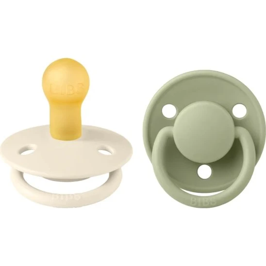 BIBS De Lux Schnuller-Set mit Lätzchen, 2er-Pack, Latex, Elfenbein-Salbei