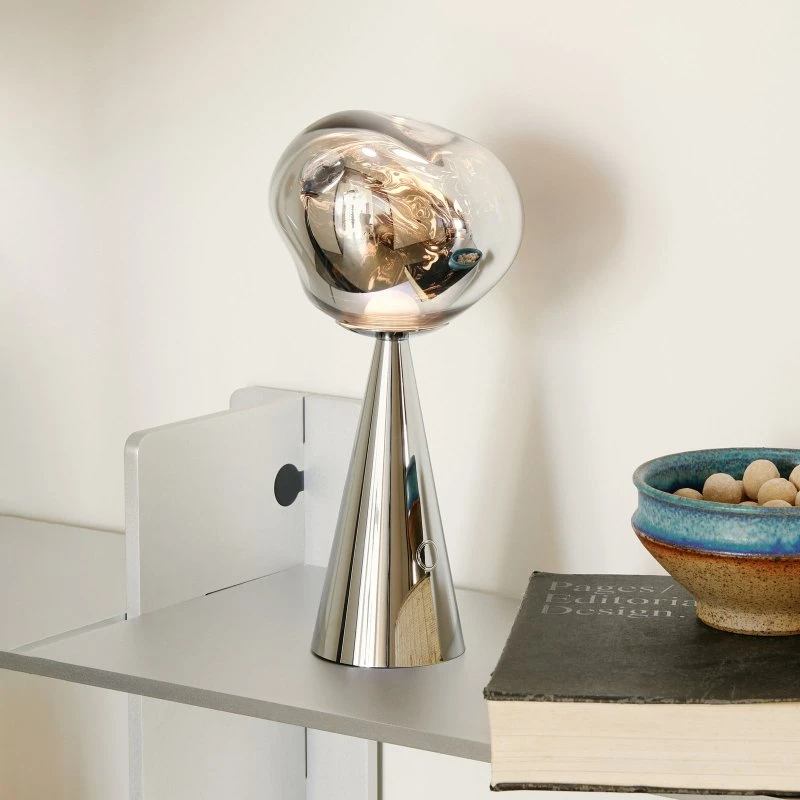 Tom Dixon Melt Portable LED-Akkutischlampe, Silber, 29 cm