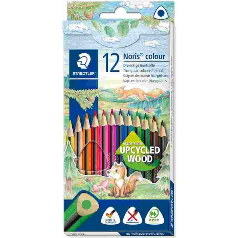 STAEDTLER Noris colour Dreikant Buntstifte, 12er Set, Upcycled Wood