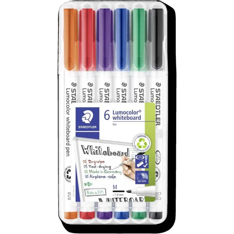 STAEDTLER Lumocolor 301 Whiteboard-Marker 6er Set, 1 mm Rundspitze