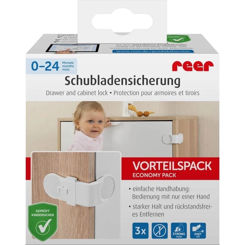 Reer 3er-Set Schrank- und Schubladensicherung zur Kindersicherung