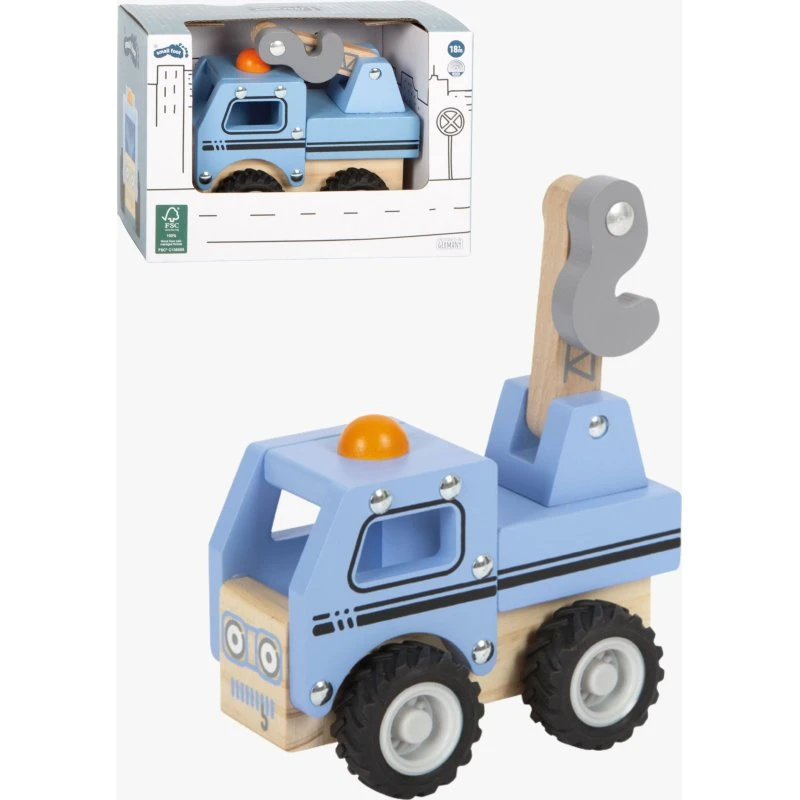 Small Foot Abschleppwagen aus Holz mit beweglichem Ladekran