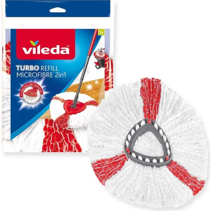 Vileda Turbo 2in1 Ersatzköpfe Mikrofaser mit Kraftfasern (1er Pack)