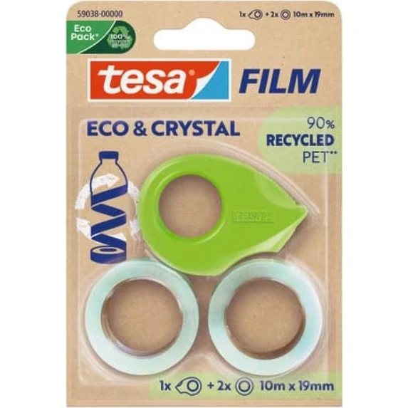 tesa Film ECO & CRYSTAL Set: 2 Klebebänder + Mini Abroller