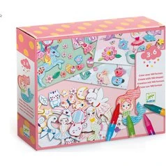 DJECO Fantasie-Malset mit Mädchen-Motiven