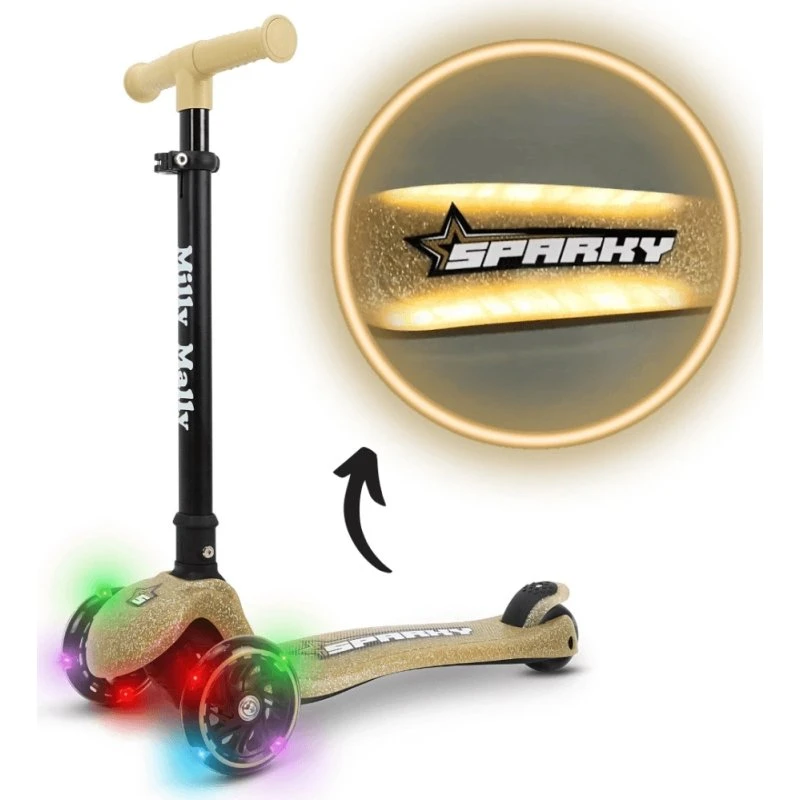 Milly Mally Sparky LED-Tretroller, Champagner, ab 3 Jahren