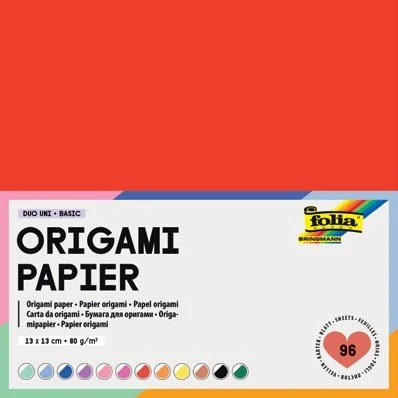 folia Origami-Faltblätter Duo Uni, 130x130mm, 96 Blatt, farbig sortiert