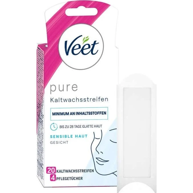 Veet Kaltwachsstreifen Gesicht Sensitive Haut, 20 Stück