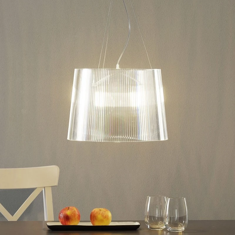Kartell Gè LED-Pendelleuchte, transparent, Plissee-Design