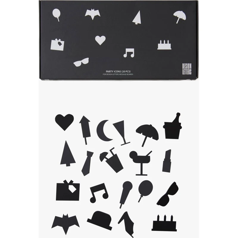 Design Letters Set Panneau perforé Party-Icons - Schwarz, 20 Stk.