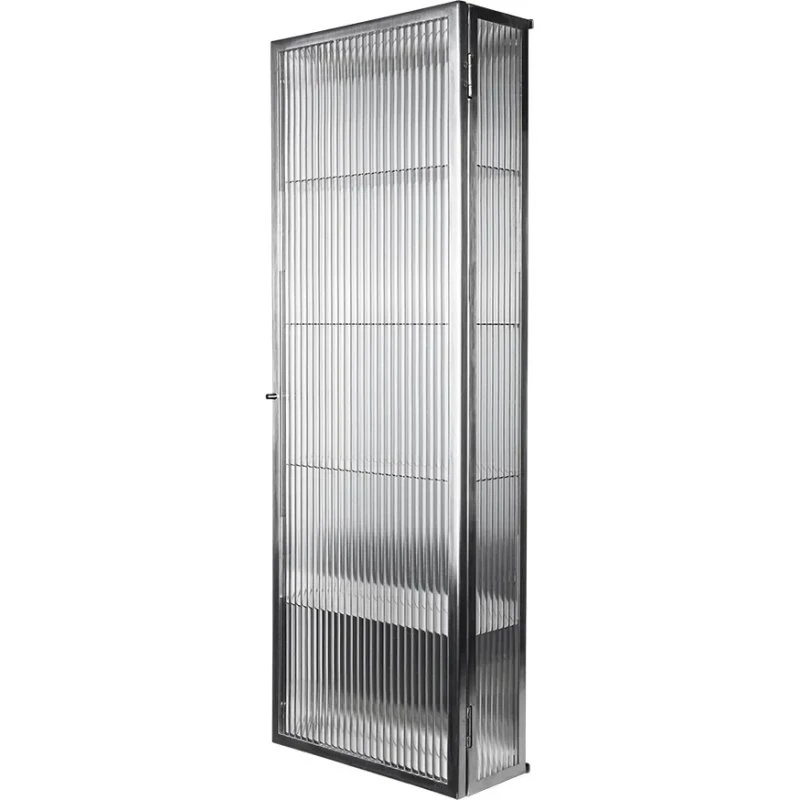 Ferm Living Haze Wandschrank 100 cm, Edelstahl & geriffeltes Glas