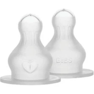 BIBS Silikon Flaschensauger 2er-Set, Slow Flow, Neutral