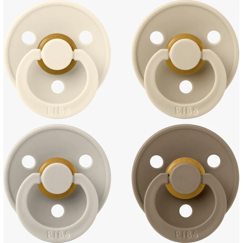 BIBS 4er-Pack Colour Schnuller Latex, 0-6M, Ivory/Sand/Vanilla/Dark Oak