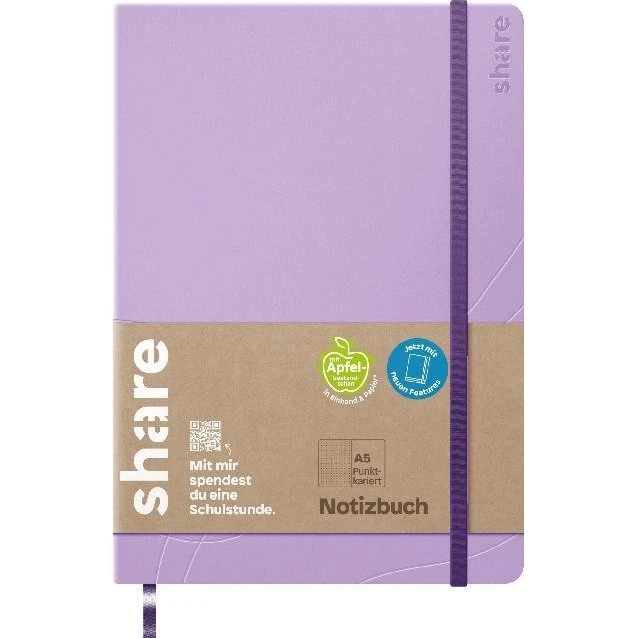 share Notizbuch DIN A5 punktkariert, Lavendel