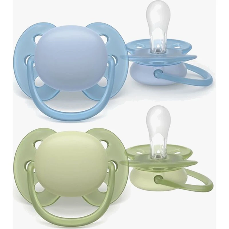 Philips Avent Ultra Soft Schnuller 2er-Pack, 0-6M, Grün/Blau
