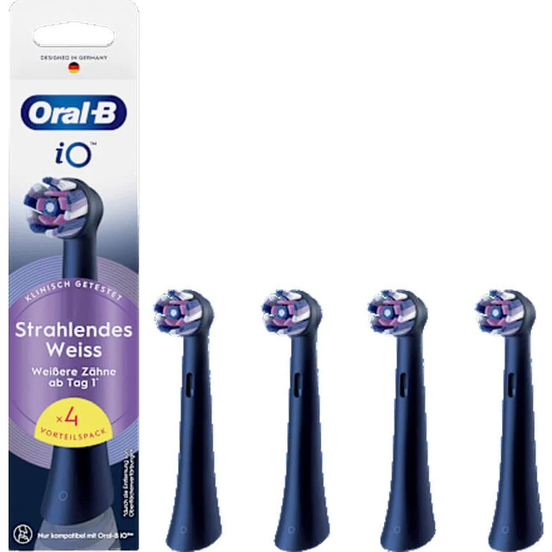 Oral-B iO Radiant White Aufsteckbürsten, 4er Pack, Schwarz
