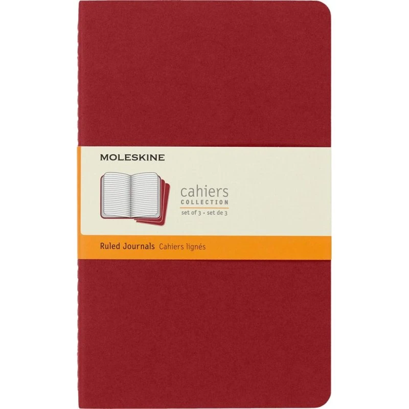 Moleskine Cahier Notizbücher L, Liniert, Bordeauxrot, 3er Pack