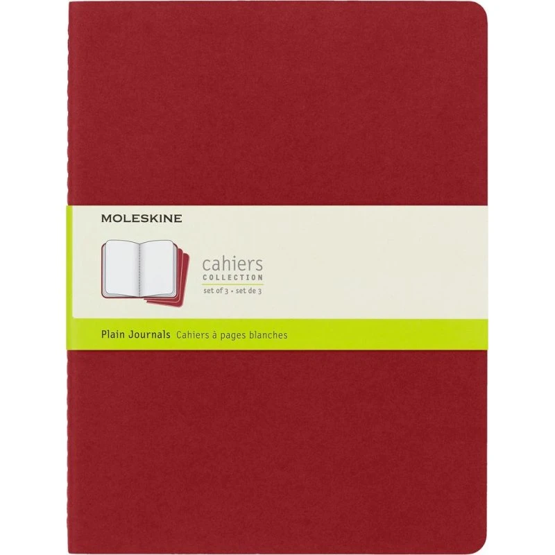 Moleskine Cahier XL Notizheft, blanko, rot, 3er Pack