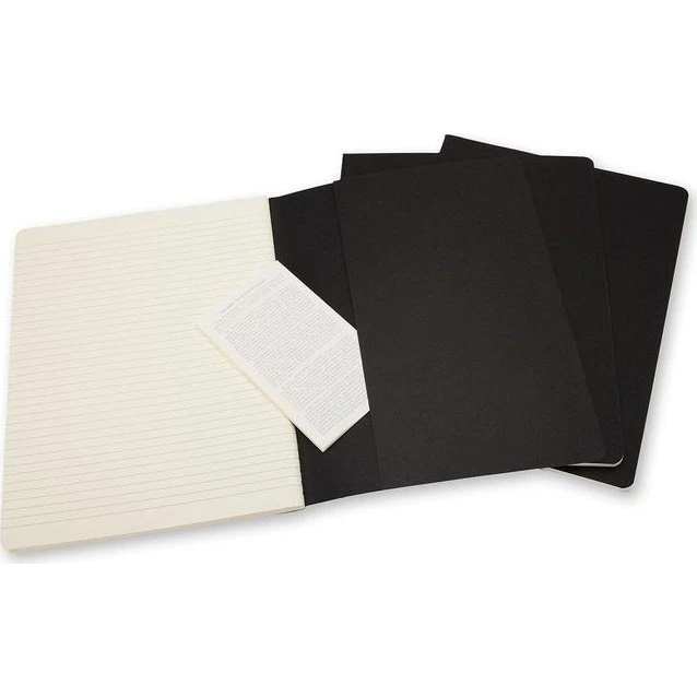 Moleskine Cahier Notizheft XL, liniert, schwarz, 3er Pack