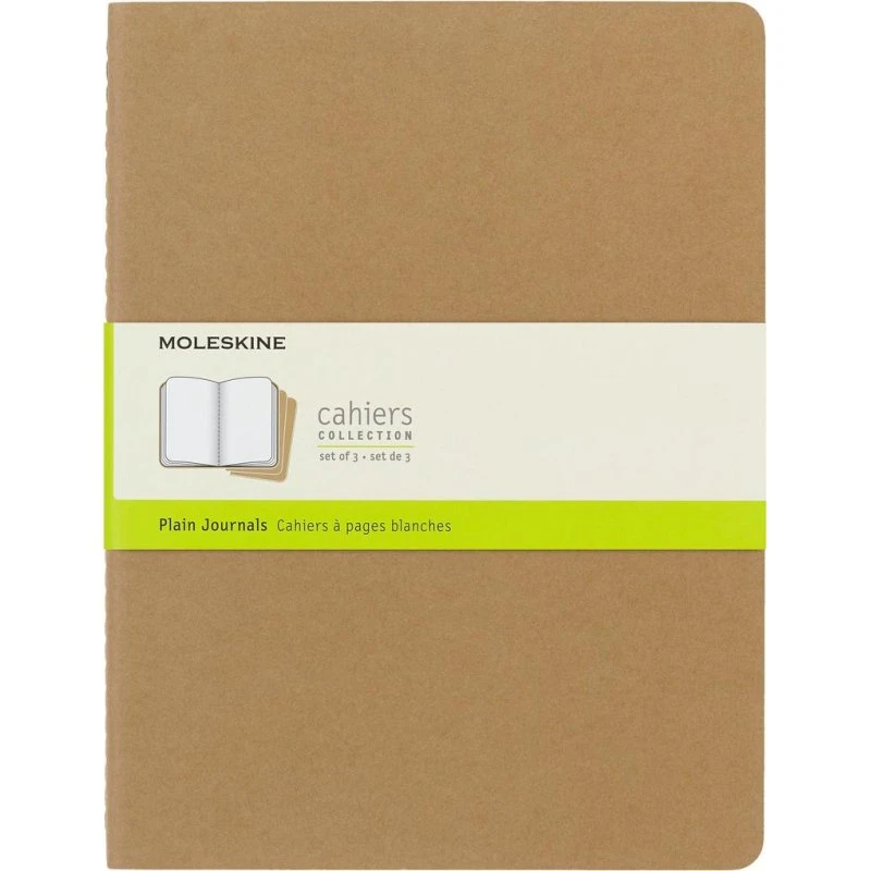 Moleskine Cahier Notizheft XL Blanko, 3er Pack, Braun