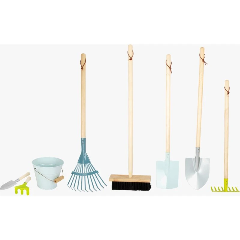Small Foot Großes Gartenwerkzeug-Set mit Besen, Schaufel & Eimer