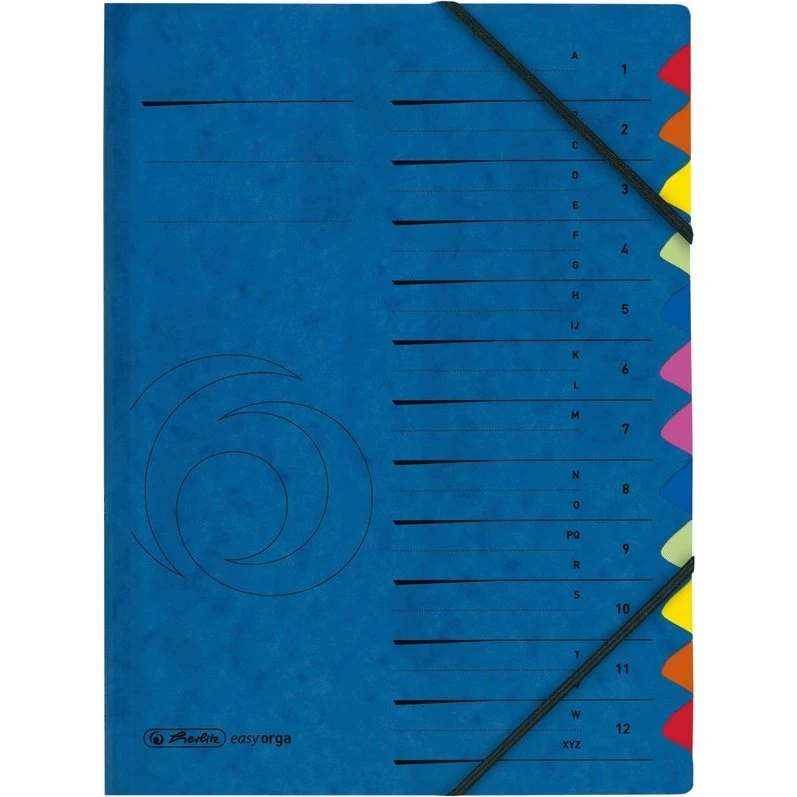 Herlitz Ordnungsmappe A4, 12 Fächer, blau, Karton