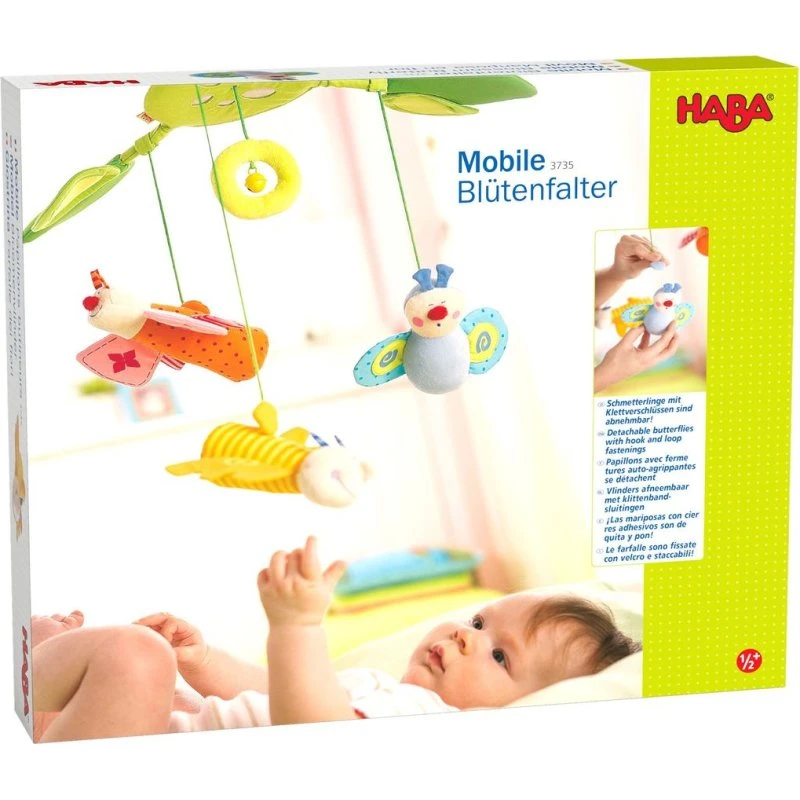 HABA Mobile Blütenfalter – Buntes Spielmobiles für Babys ab 6 Monaten