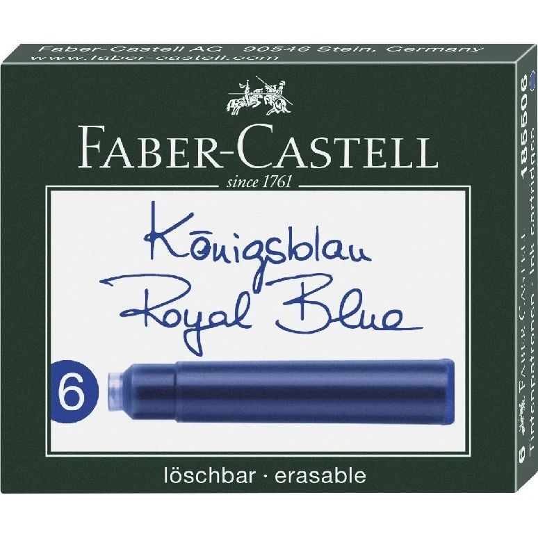 Faber-Castell Standard-Tintenpatronen Königsblau, 6er Set