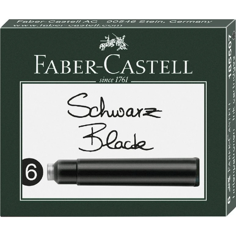 Faber-Castell Standard-Tintenpatronen, Schwarz, 6er Set